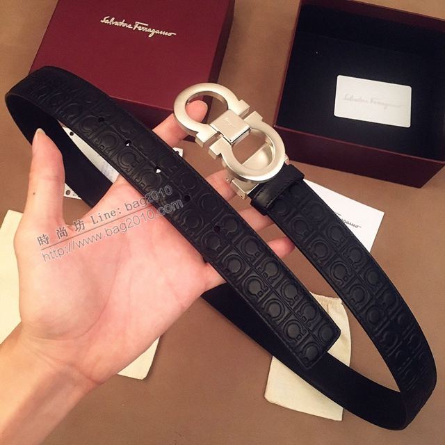 Ferragamo皮帶 雙面牛皮紮雙排花紋 菲拉格慕男士皮帶  xfp2122
